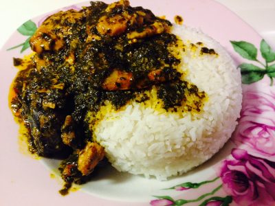 Rice and stew Liberian food