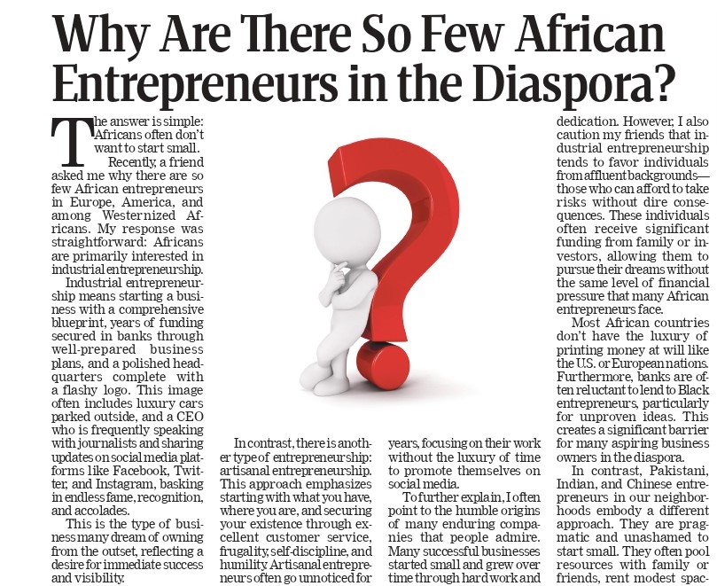 Why Are There So Few African Entrepreneurs in the Diaspora?