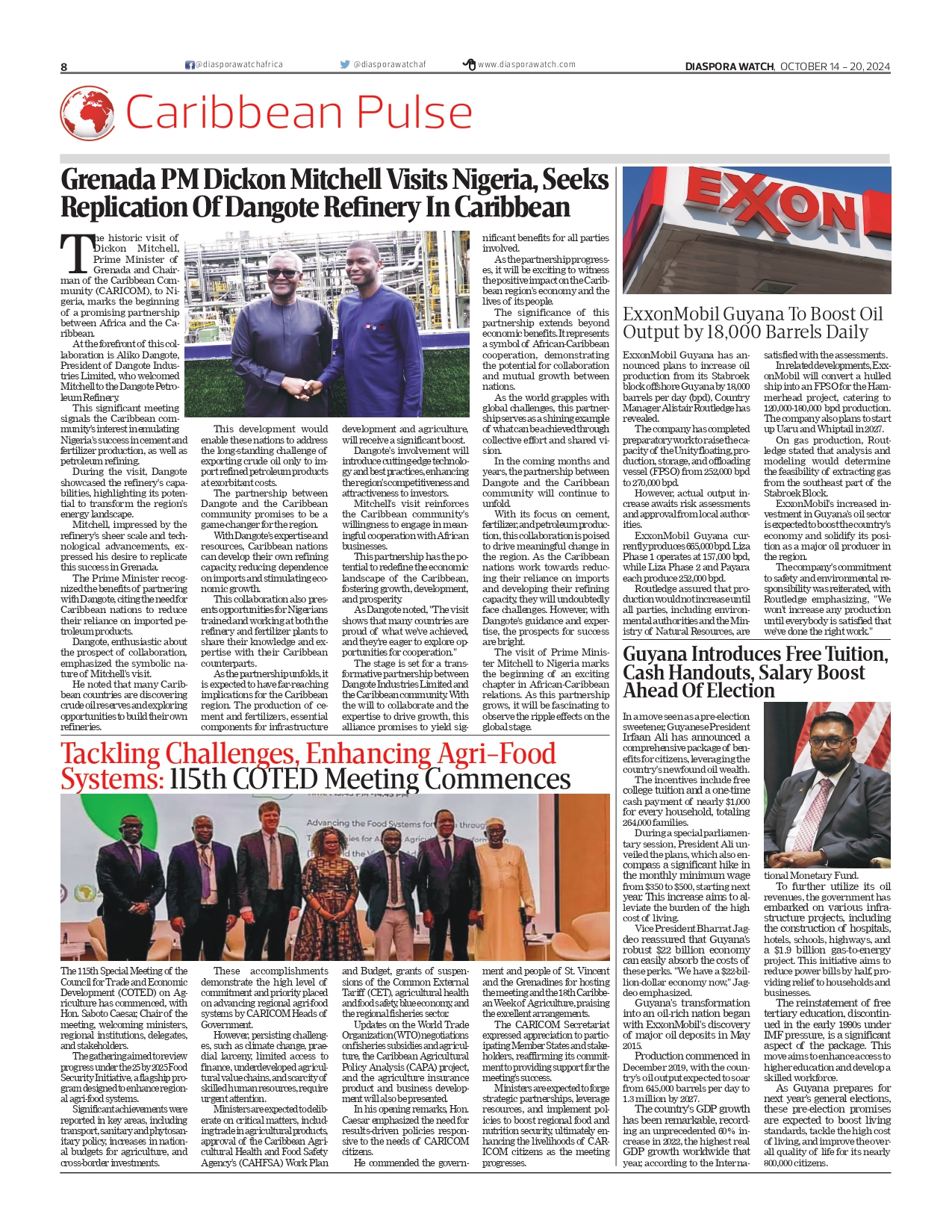 ExxonMobil Boosts Guyana Oil Output, Guyana Offers Free Tuition Ahead of Elections